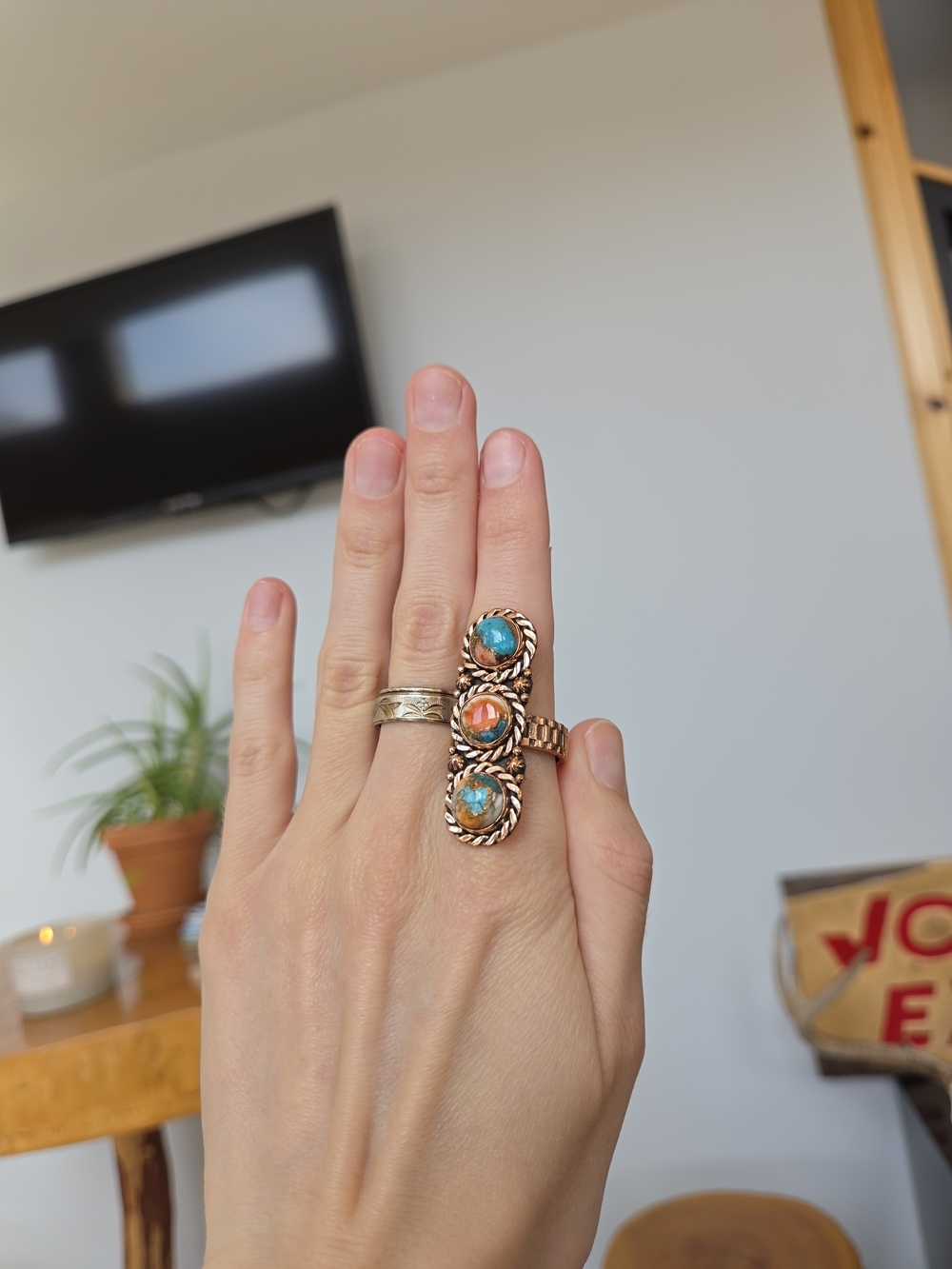 Spiny Oyster Triple Copper Ring 75